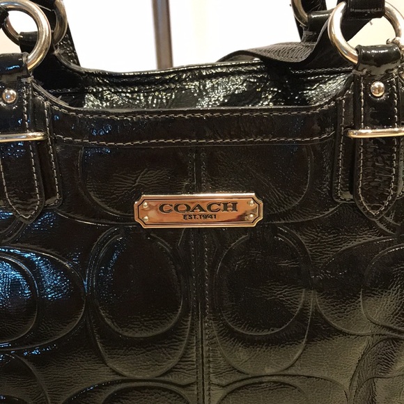 COACH Gallery Patent Leather Tote Black F19462 - Picture 4 of 14
